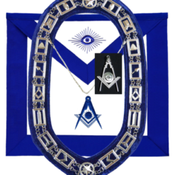 MASONIC BLUE LODGE OFFICER SENIOR DEACON APRON SILVER CHAIN COLLAR AND JEWEL