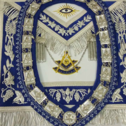 MASONIC REGALIA PAST MASTER APRON & COLLAR + JEWEL BLUE VELVET HAND EMBROIDERED