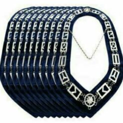 MASONIC REGALIA MASTER MASON BLUE LODGE SILVER METAL 12 CHAIN COLLAR NEW