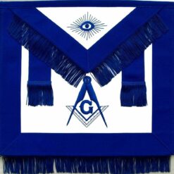 MASONIC MASTER MASON APRON BLUE WITH FRINGE HAND EMBROIDERED BEST QUALITY