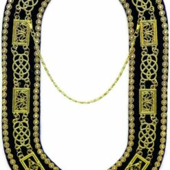 MASONIC REGALIA GRAND LODGE GOLDEN CHAIN RHINESTONE COLLAR PURPLE VELVET