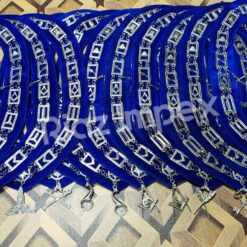 MASONIC REGALIA BLUE LODGE OFFICER SILVER METAL CHAIN COLLARS WITH JEWELS 12 PCS