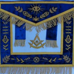 Masonic Past Master Blue APRON HAND EMBROIDERED BULLION VINE WORK